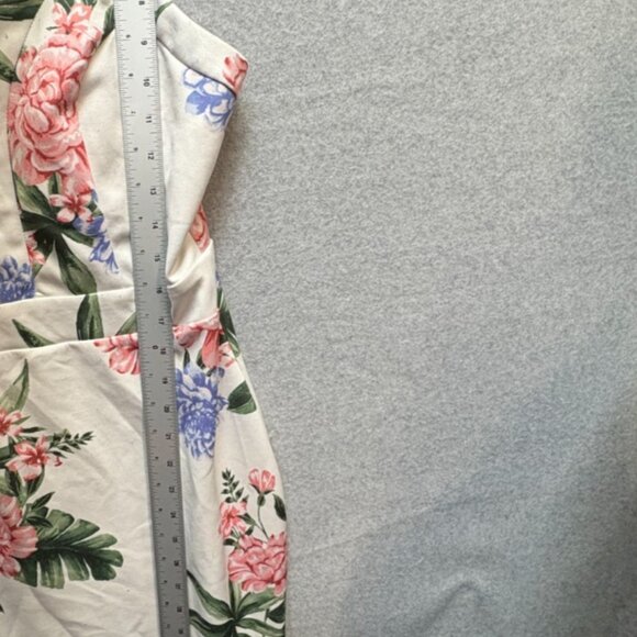 Trac Women’s Floral V-Neck Sleeveless Mini Dress Large Zip Up Back - Picture 5 of 6